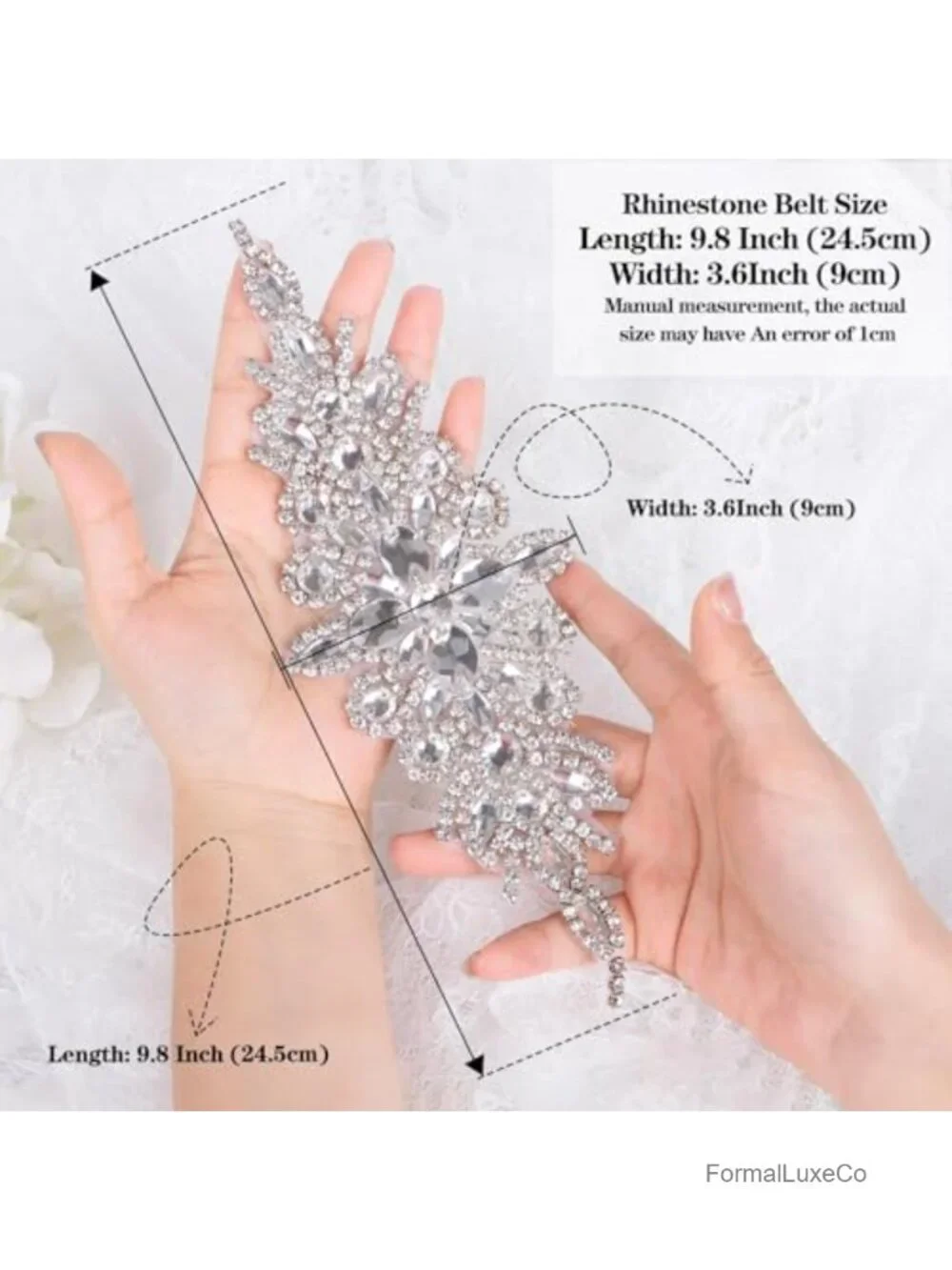 Crystal Rhinestone Applique Wedding Sash Belt with Ribbons